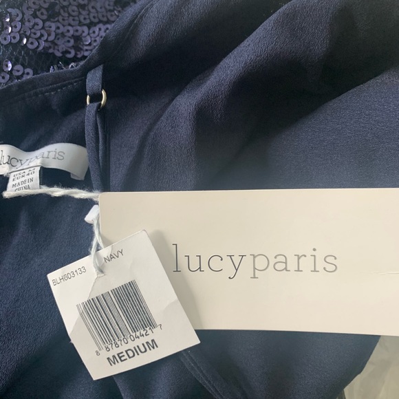 Lucy Paris sequence Dress Navy M - Picture 6 of 6